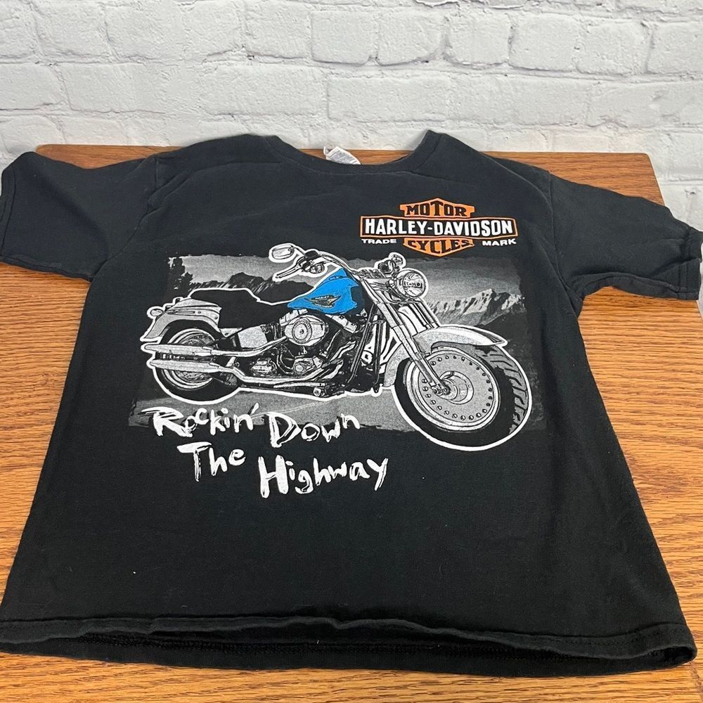 Harley Davidson T-shirt Fatboy w/shield logo black Youth size 7